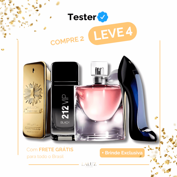 Combo de 4 Perfumes Tester - One Million, Good Girl, La vie est belle e 212 VIP Black