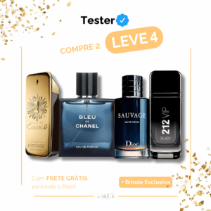 Combo de 4 Perfumes Tester - One Million, Bleu de Chanel, Sauvage e 212 VIP Black