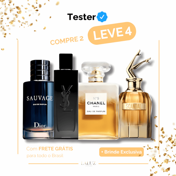 Combo de 4 Perfumes Tester - Scandal, YSL myslf, Chanel N5 e Scandal Absolu