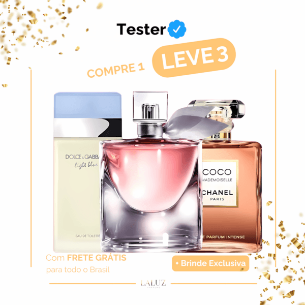Combo de 3 Perfumes Light Blue, La Vie est Belle e Coco Chanel Mademoiselle