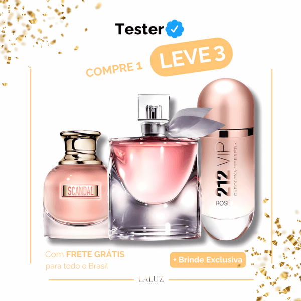 Combo de 3 Perfumes Scandal, La Vie est Belle e 212 VIP Rosé